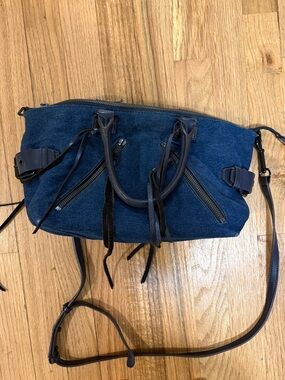 Rebecca Minkoff Denim Moto Zip Satchel